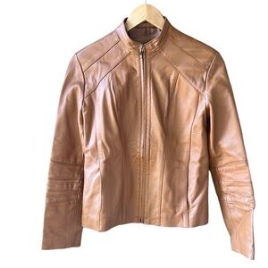 Mexico Made Women’s M 100% Leather Cognac Moto Jacket Fitted